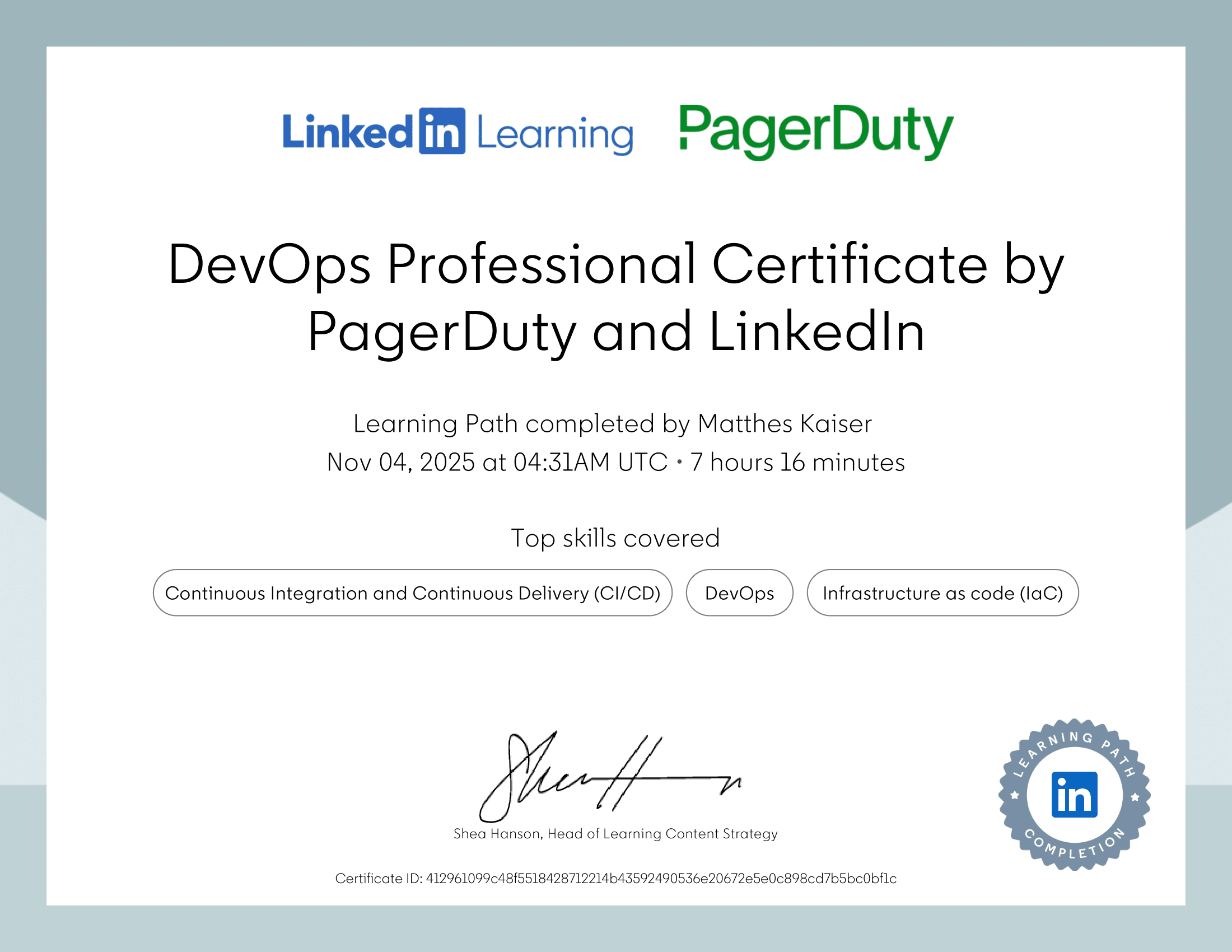 DevOps Professional Certificate Certificate